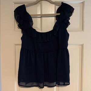 Banana Republic Navy ruffled Top